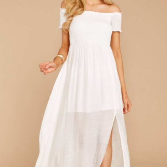 Off Shoulder White Maxi Dress - Picture 3 of 8